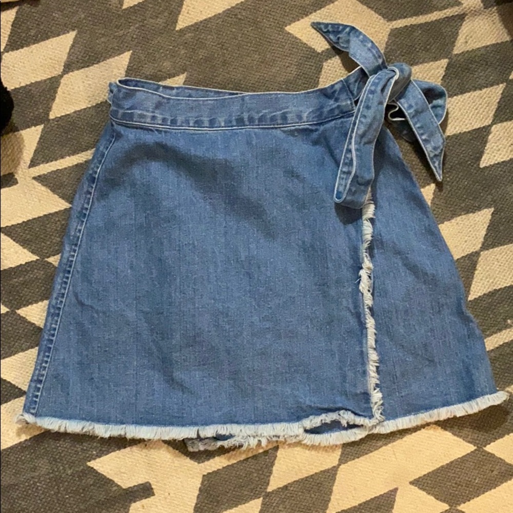 Madewell Raw Hem Wrap Denim Skirt
